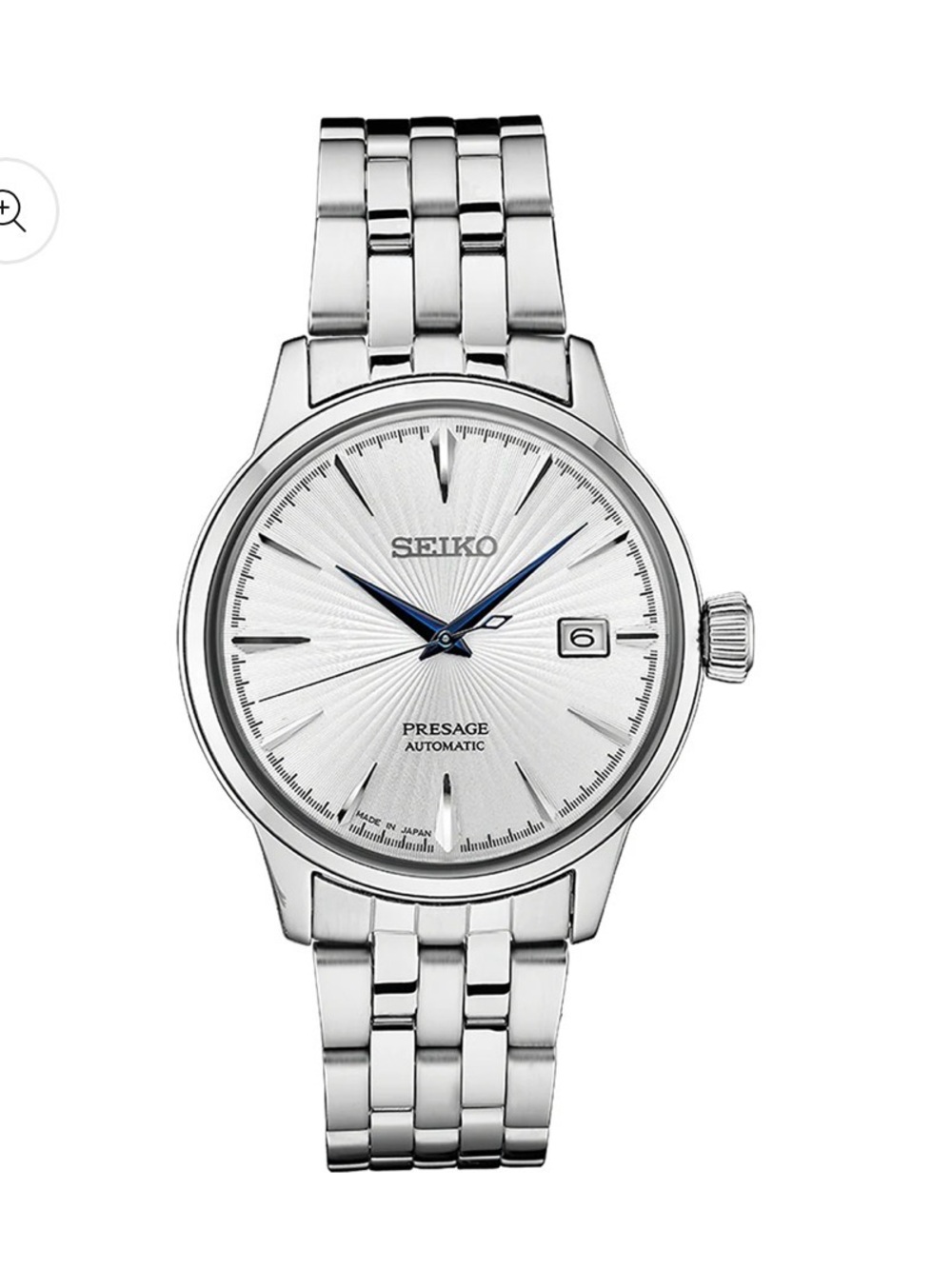 Seiko Silver Dial Watch with Blue Hands